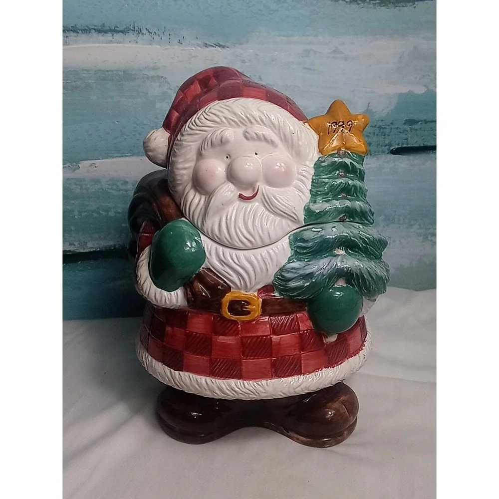 Santa‎ Claus Ceramic Cookie Jar 1999 Has A Couple Of Small Chips See Pictures